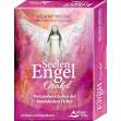 Weiblicher strahlend weißer Engel, der sich sanft vom rosa-farbenen Hintergrund abhebt