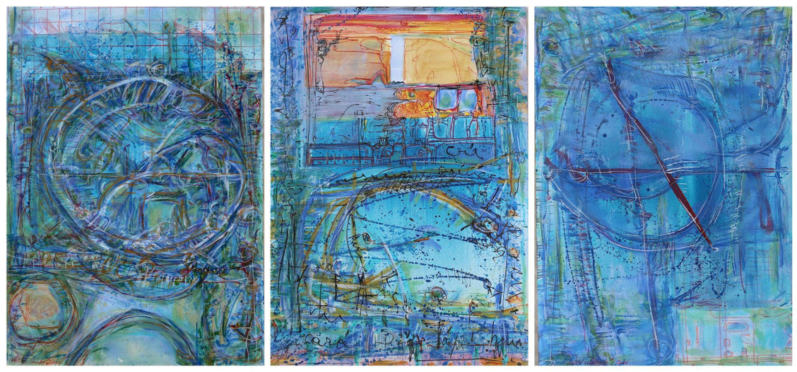 tríptico-azul-de-matilde-canepa-gonzalez-parte-1de3-pintura-abstracta-tecnica-mixta-sobre-papel