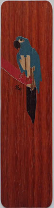Marque-page Perroquet - 20 x 5 - Atelier Eclats de Bois - 38 Isère