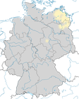 Karte zur Verbreitung des Schreiadlers (Clanga pomarina) in Deutschland. 
