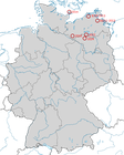 Karte zu den Nachweisen des Kanadakranichs in Deutschland 