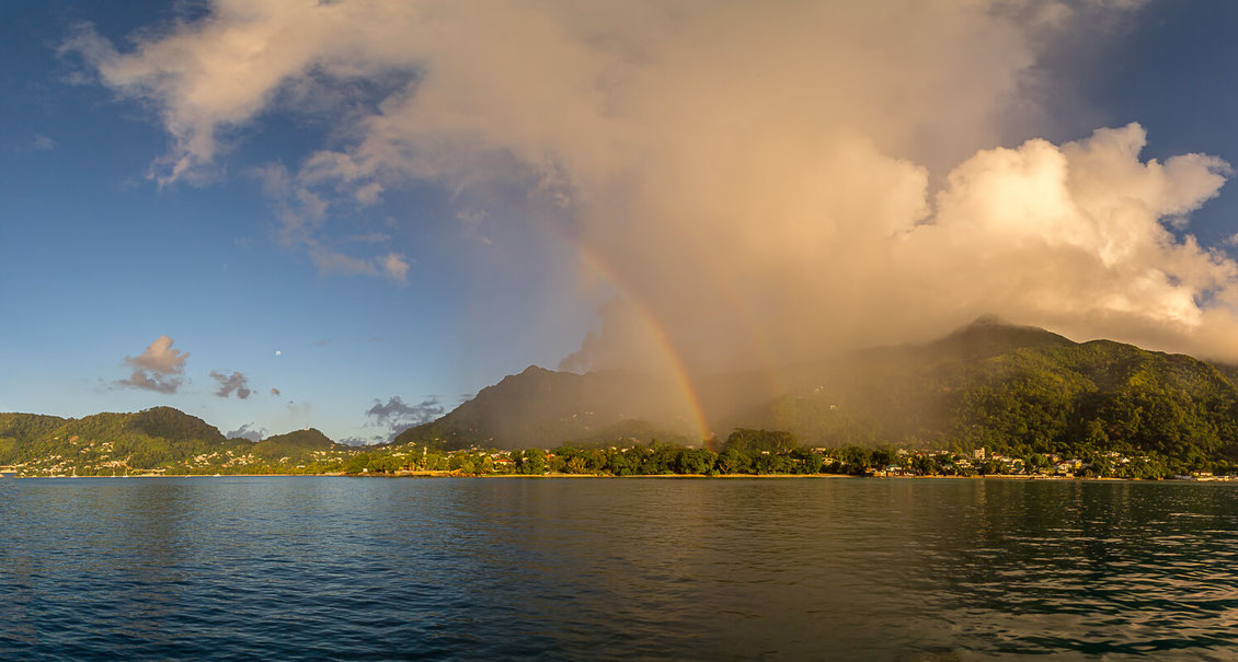 regenbogen, seychellen, kreuzfahrt, silhouettecruises, mahé, schnorcheln, abfahrt,