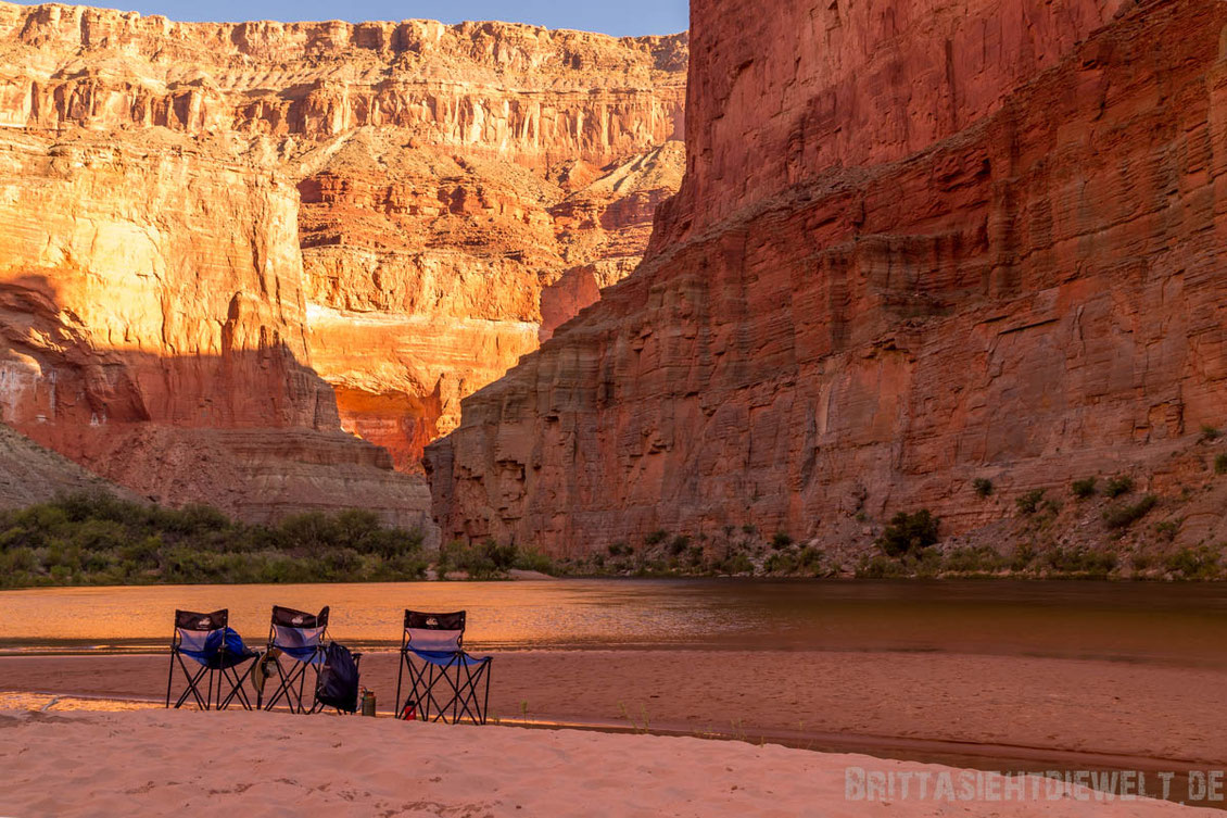 grand, canyon, rafting, saddle, camp, gcex, expeditions, sonnenaufgang, goldene, stunde