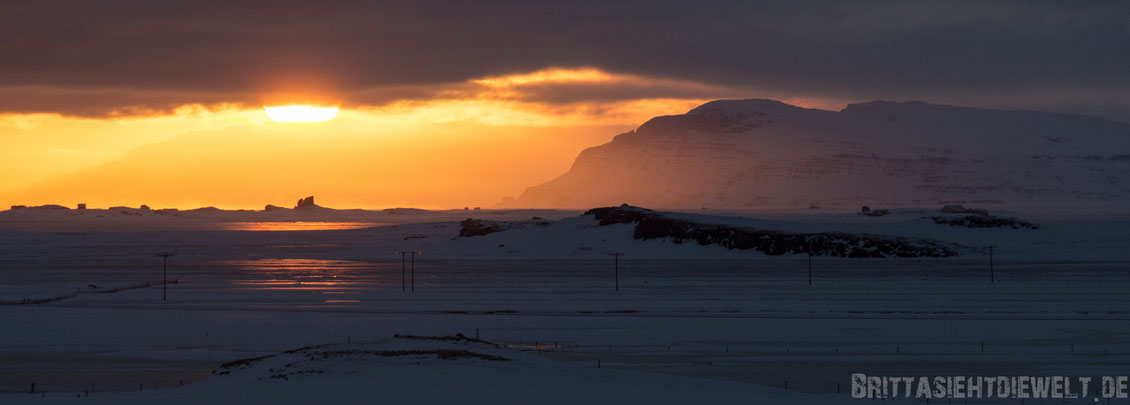 Sonne,Panorama,Eis,Meer,Fjord,Island,Winter,Februar,Schnee.