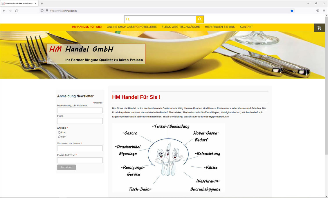 HM Handel GmbH, Dürnten für Hotels, Restaurants, Altersheimen, Kantinen usw.
