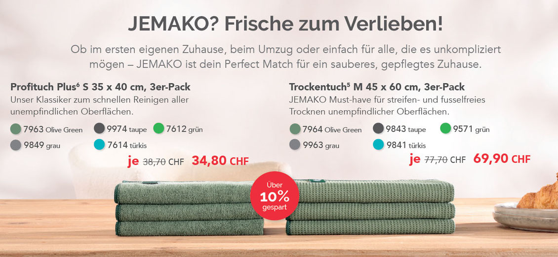 JEMAKO Profituch Plus S 35 x 40 cm, 3er-Pack - JEMAKO Trockentuch M 45 x 60 cm, 3er-Pack