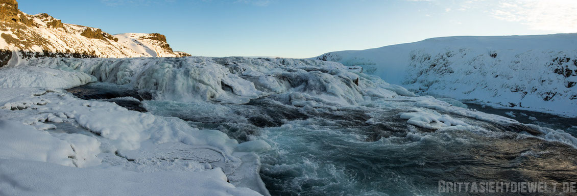 Gullfoss,Wasserfall,Golden,circle,winter,Tipps,Island,selber,fahren,Panorama.