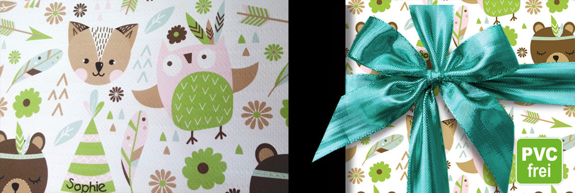 personalisierbares Geschenkpapier für viele Anlässe - gedruckt auf JUNOPAX® Papier, umweltfreundlich, nachhaltig