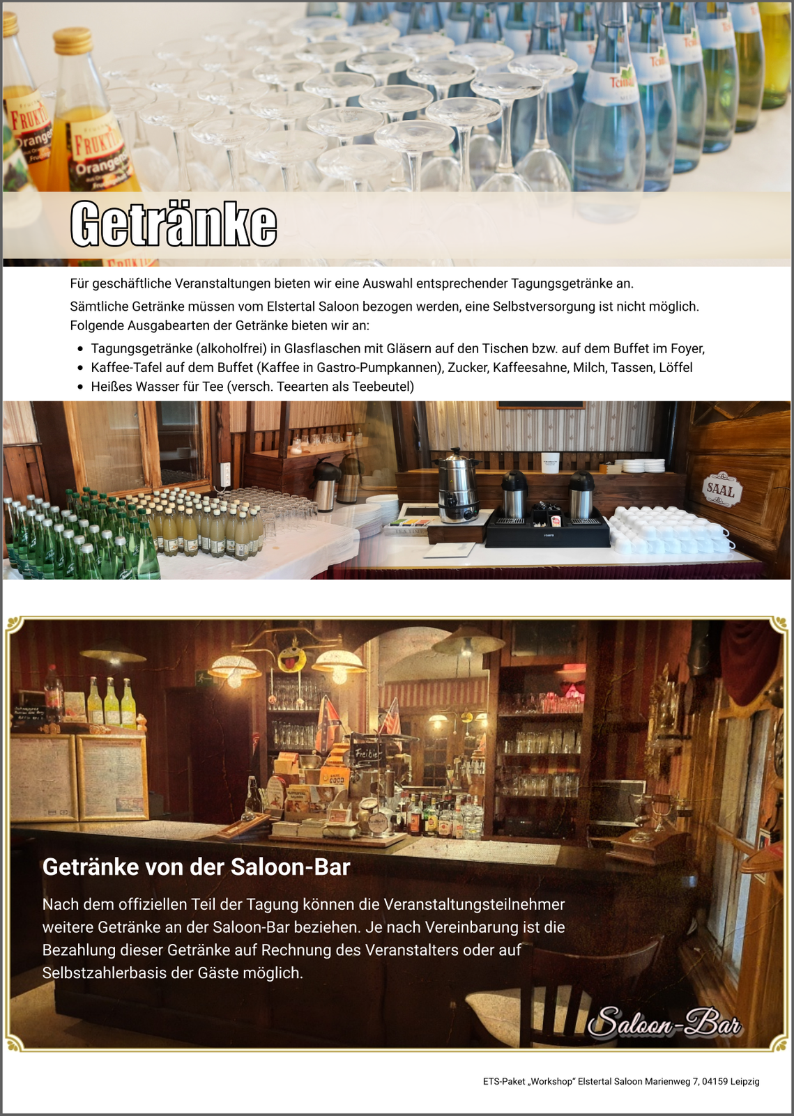 Elstertal Saloon Seminargetränke