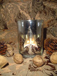 Teelichtglas, Windlicht, Weihnachten, Dekoration, shabby chic, Landhausdekoration