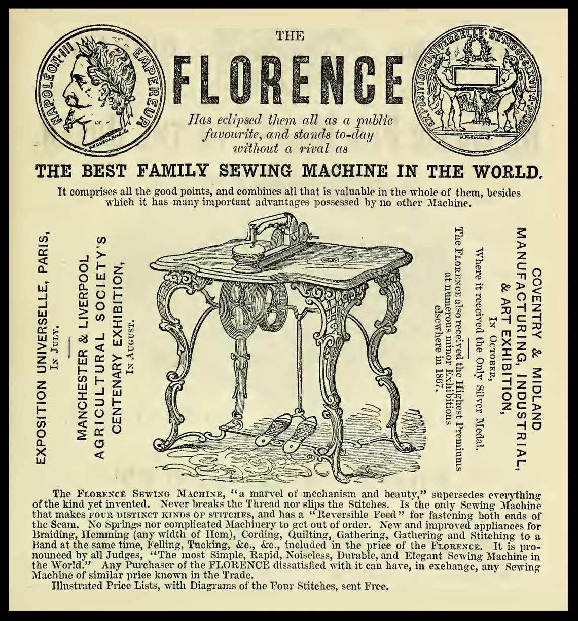 FLORENCE SEWING MACHINE Co. Fiddlebase