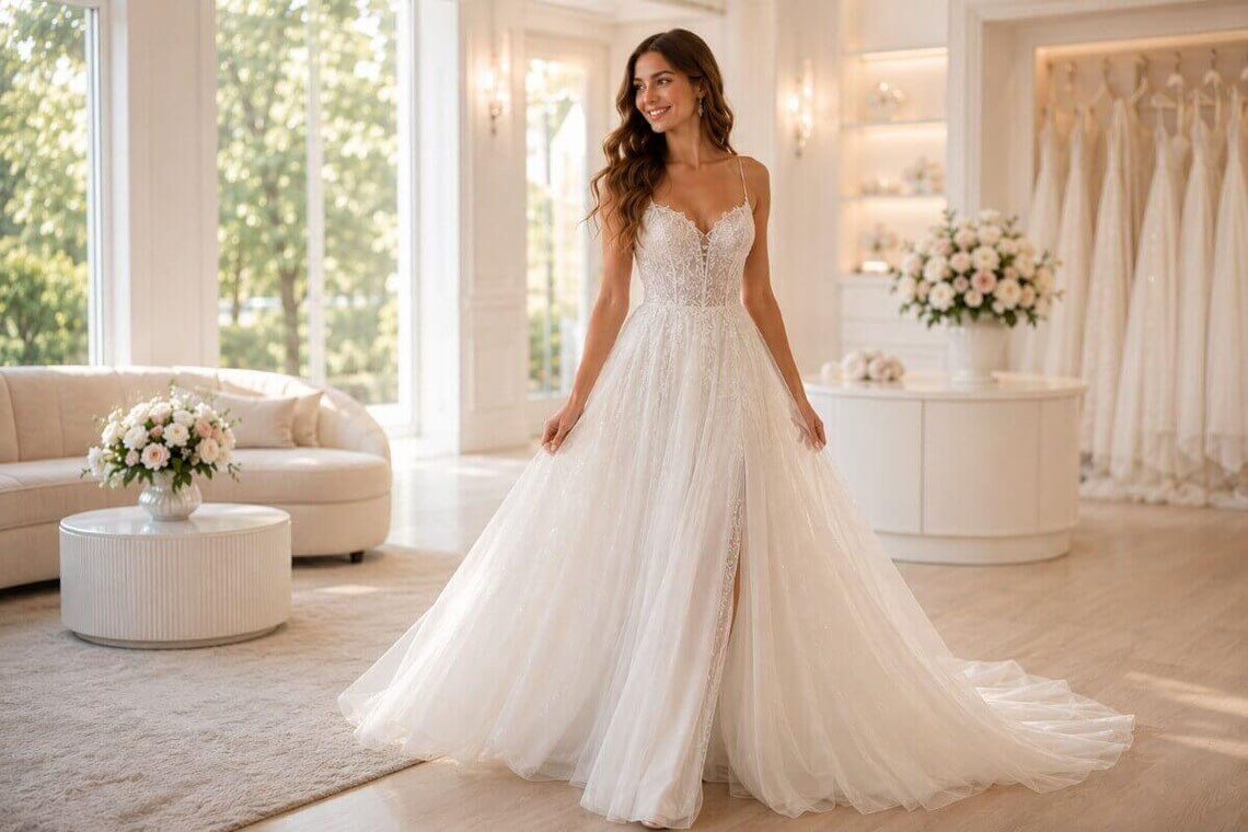 Prinzessinnen-Brautkleid mit Glitzertüll