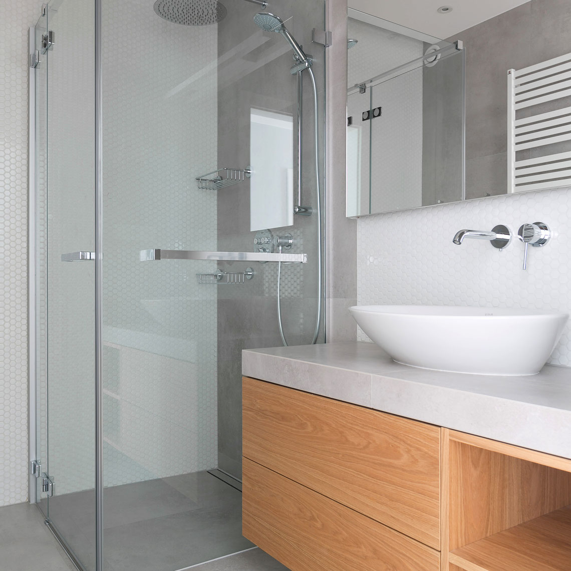 projekt minimalistycznej, skandynawskiej łazienki 