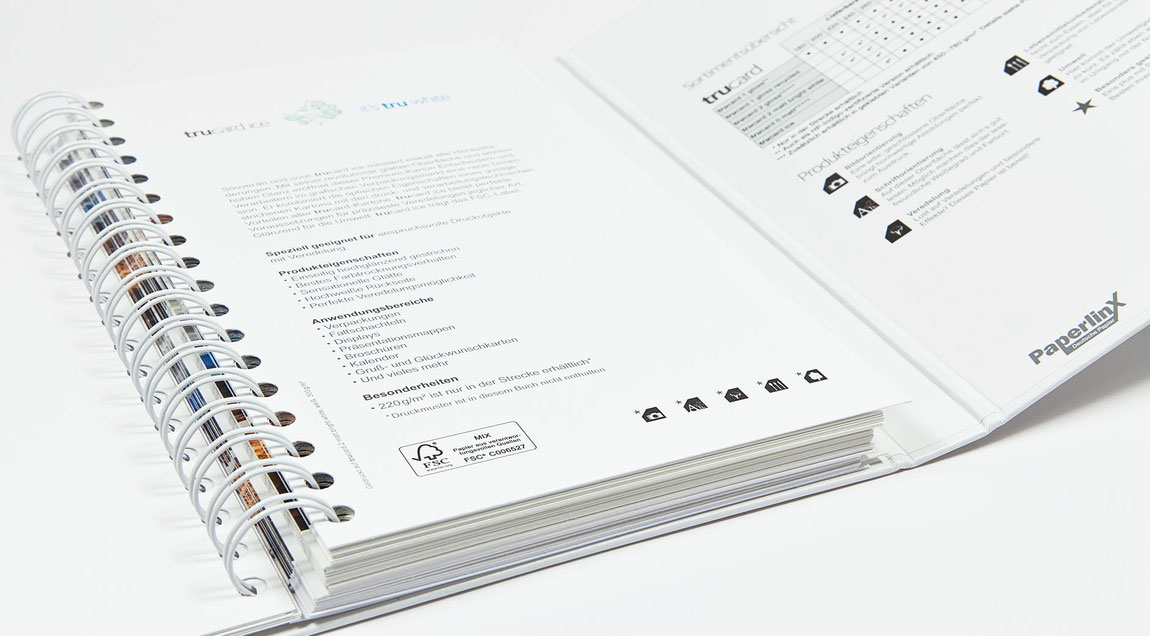 Trucard Kartonmusterbuch als Ringbuch mit geteilten Kartonmuster für PaperlinX Deutschland