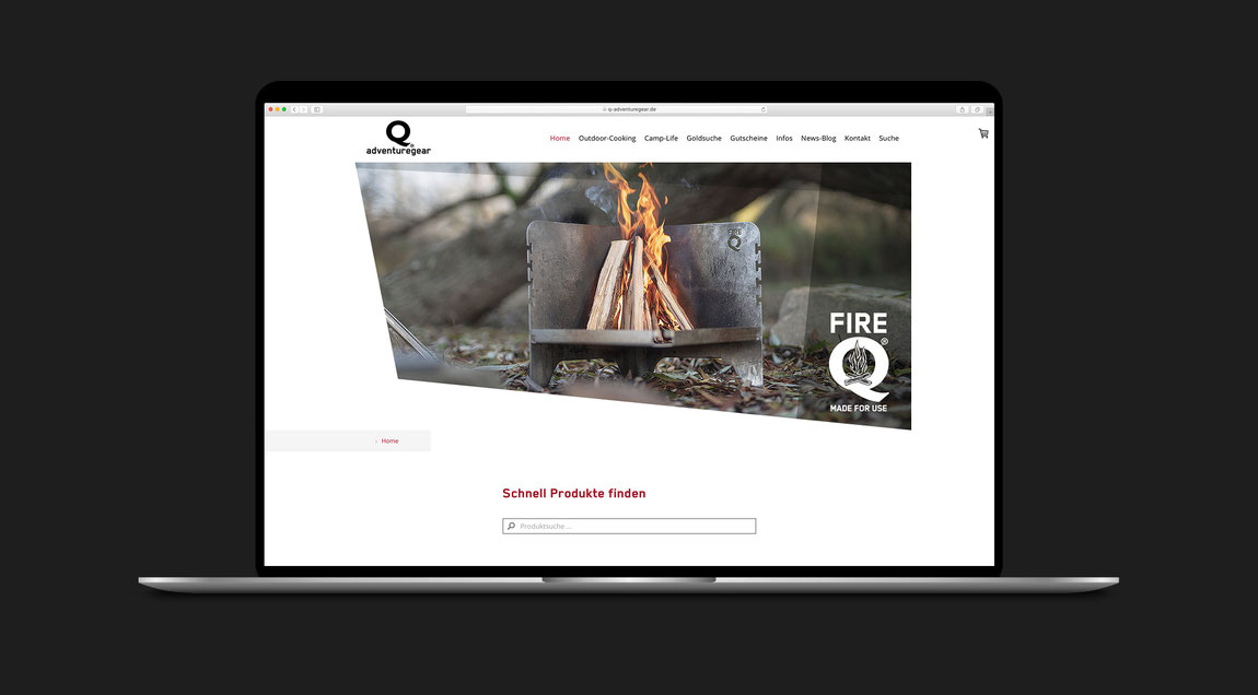 Website/Online-Shop für FireQ bzw. Q-Adventuregear. 