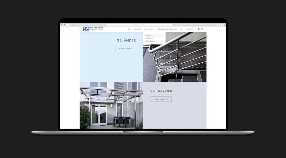 Website für NEV-Edelstahl – Bauschlosserei und Metallbau aus Eggenstein-Leopoldshafen