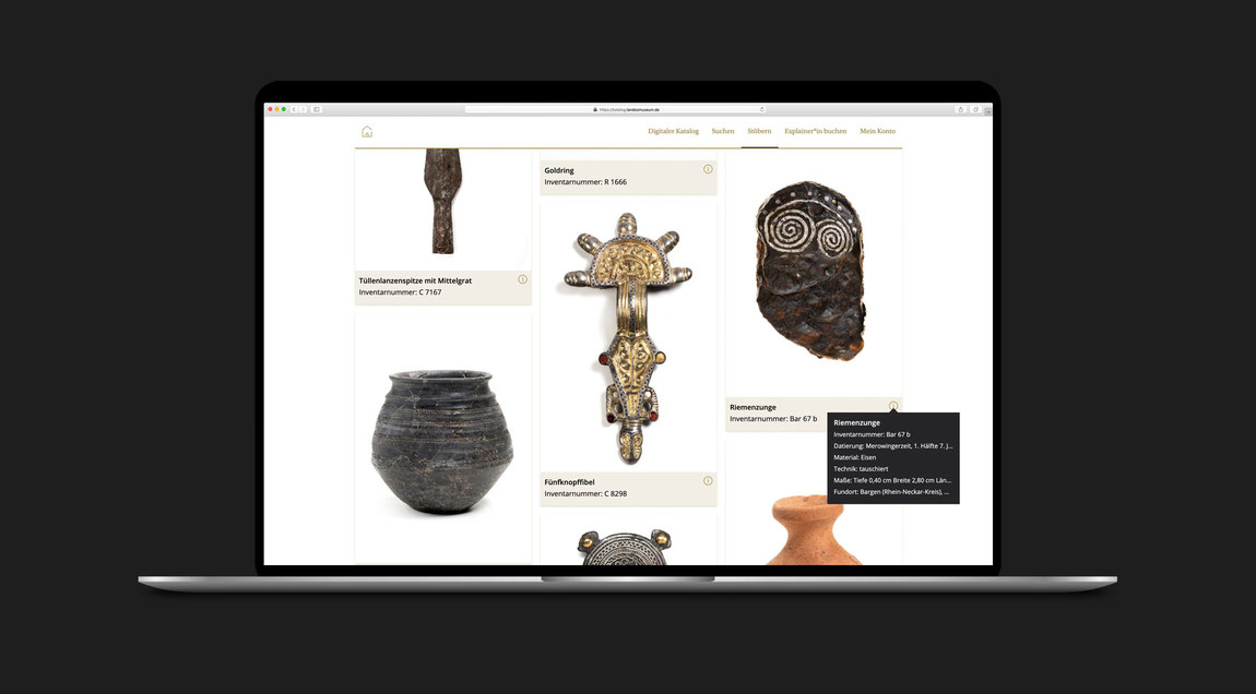 User Experience und User Interface des Digitalen Katalogs des Badischen Landesmuseums in Karlsruhe.