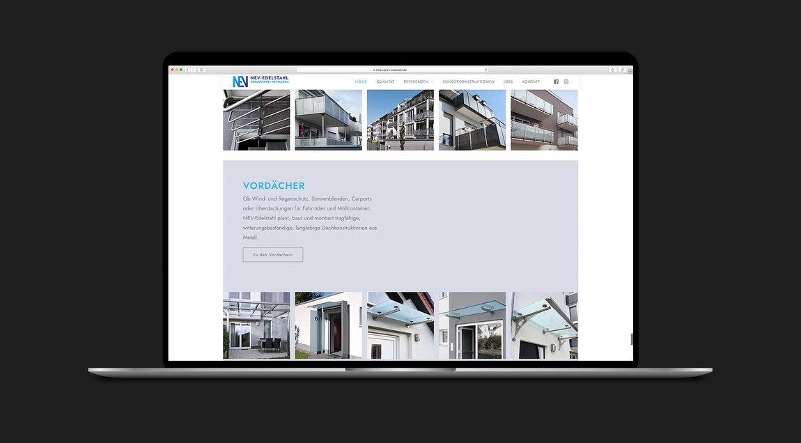 Website für NEV-Edelstahl – Bauschlosserei und Metallbau aus Eggenstein-Leopoldshafen