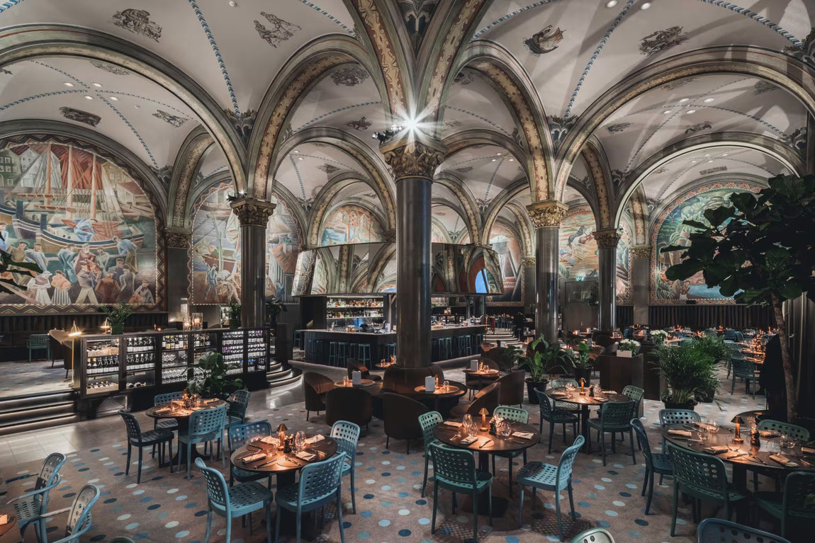 Das Restaurant untergebracht in der ehemaligen Börse von Bergen