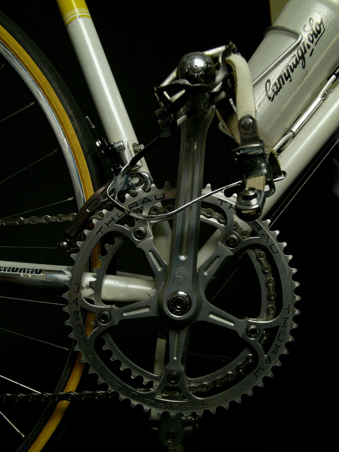 Campagnolo Super Record Kurbelgarnitur mit "Thurau" pantografiertem Kettenblatt