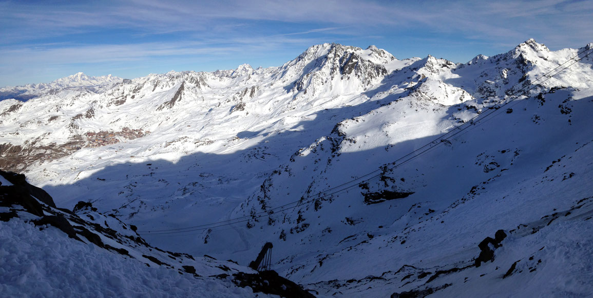 Vue sur le domaine depuis la Cime Caron - Très bon enneigement !