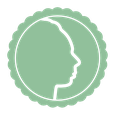 grüne Rosette mit stilisiertem Profil von Sonja Brach