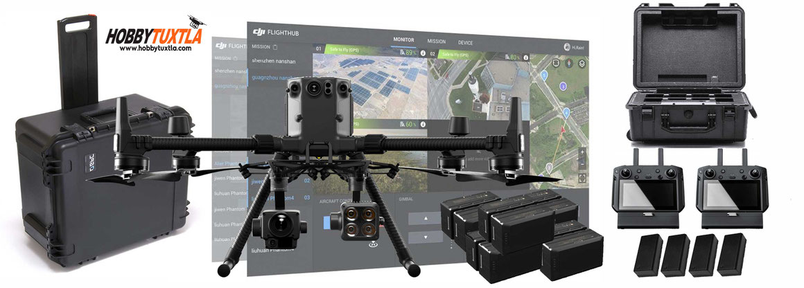 Matrice 300 RTK solución completa para seguridad pública contiene el mejor dron con cámara térmica, zoom y visual, sistema de monitoreo remoto, tiempo de vuelo ininterrumpido
