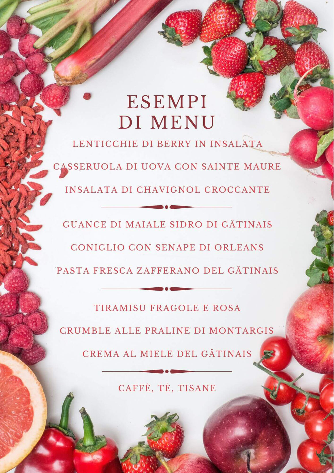 Menu per cena in L'Echappée Belle