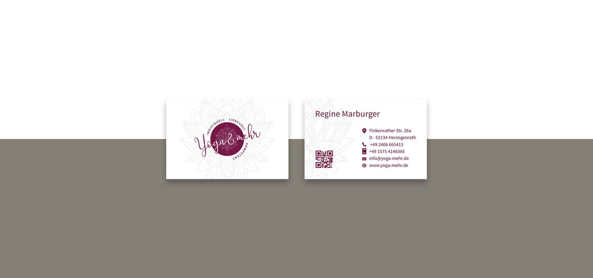 Visitenkarte für das Yogastudio Regine Marburger Herzogenrath