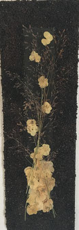 tableau fond noir colza fleurs sauvages sèches graminées élégance grâce sobre zen design  léger légèreté épurée déco intérieur couloir entrée sans entretien