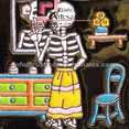 <img src="catrina-espejo.jpg" alt="Azulejo tipo Talavera con escena de Catrinas al espejo en relieve" />