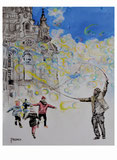 Peter Albach, Dresden, Ölmalerei, Frauenkirche, Wolken, Landschaft, bildende Kunst, Seifenblasen, fröhliche Kinder, Peter Albach, Dresden, oil painting, Frauenkirche, clouds, landscape, visual arts, soap bubbles, happy children,ピーターアルバッハ、ドレスデン、油絵、フラウエン教会、