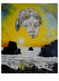 Peter Albach, Malerei, Fantasy, surreal, traum, Landschaft, Sonnenuntergang, Plastik Frauenkopf, Gesicht, Augen, Painting, fantasy, surreal, dream, landscape, art, sunset, plastic woman's head, face, eyes, emotionPintura, fantasía, surrealista, sueño, pa
