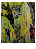 Peter Albach, Sommernacht, Malerei, surreal, traum, Wald, Clown, Landschaft,Midsummer Night's Dream, painting, fantasy, surreal, dream, forest, clown, landscape, art kunst Sueño de una noche de verano, pintura, fantasía, surrealista, sueño, bosque, payas