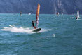 Jules Chantrel au jibe North garda lake Italy Fanatic Falcon Funboard slalom