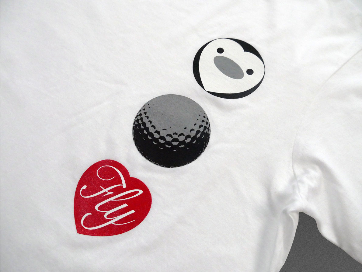 オリジナルTシャツ ペンギン ゴルフボール Fly デザイン