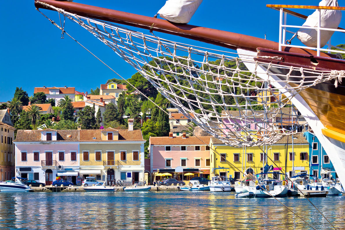 Colorful waterfront of Island Losinj in Croatia Copyright xbrchx