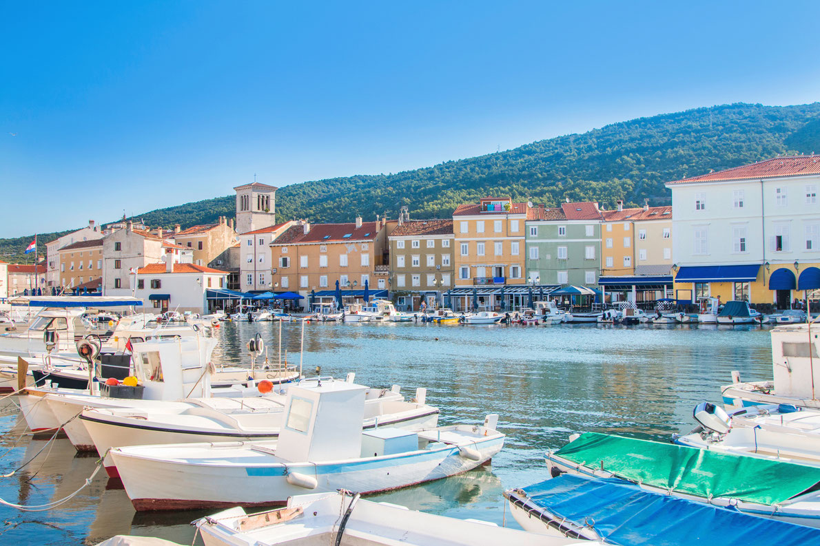 Boats in marine in town of Cres, Island of Kvarner Copyright iascic