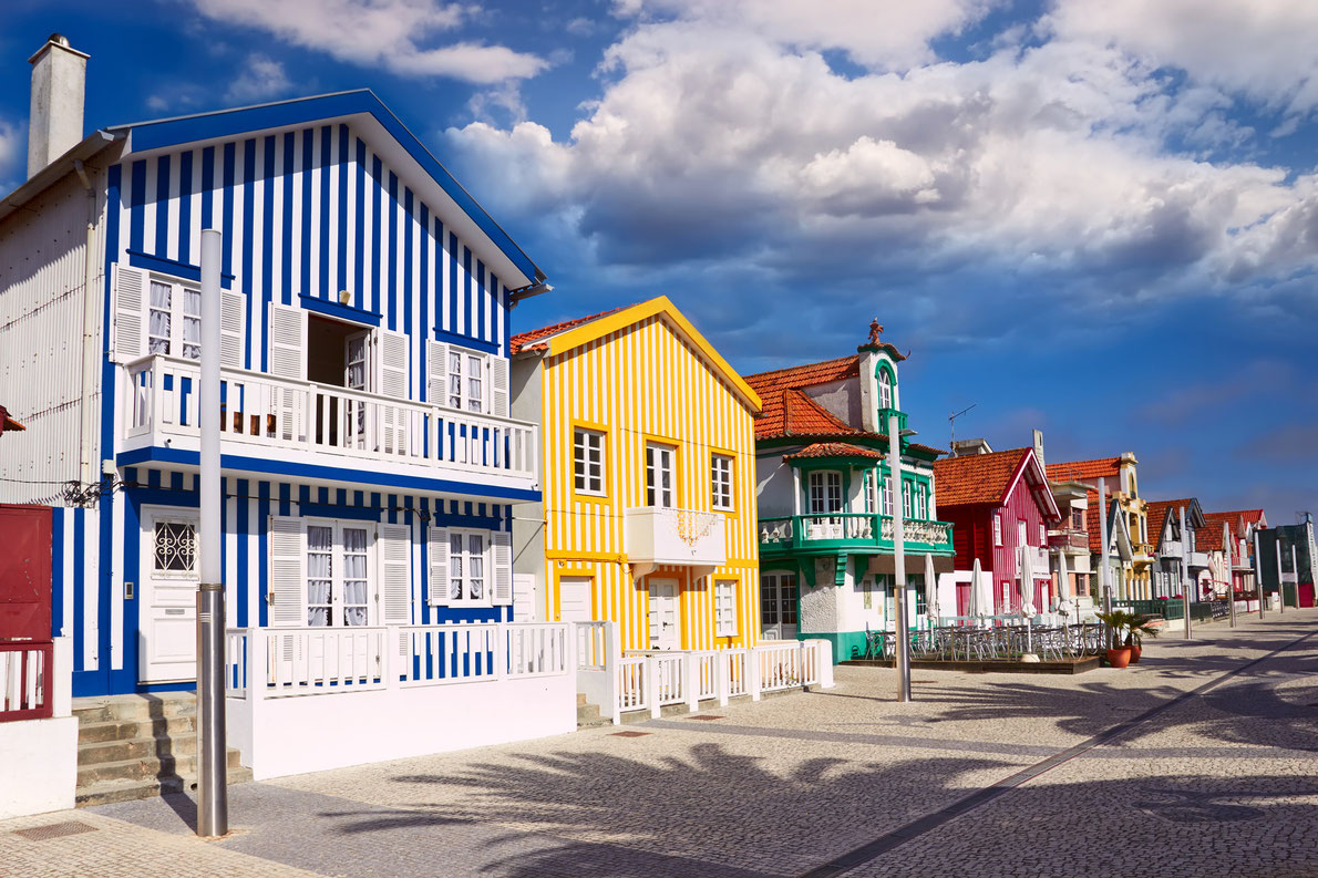 Colorful houses of Aveiro, Portugal