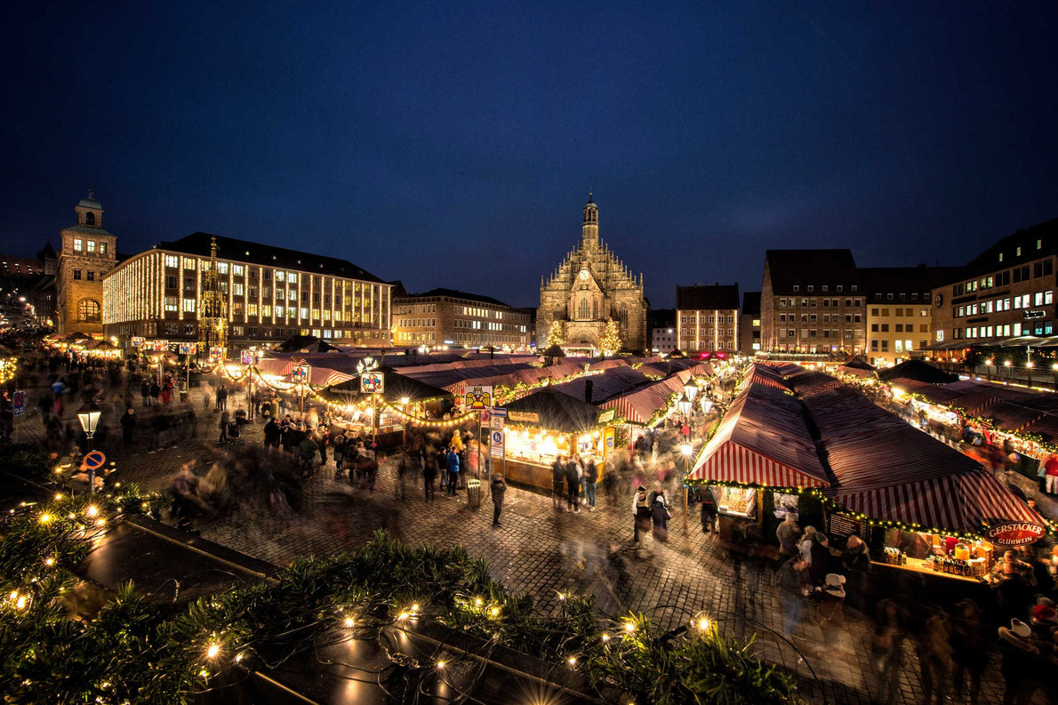 Christkindlesmarkt in Nuremberg, Bavaria, Germany. It is one of the large christmas markets in Germany