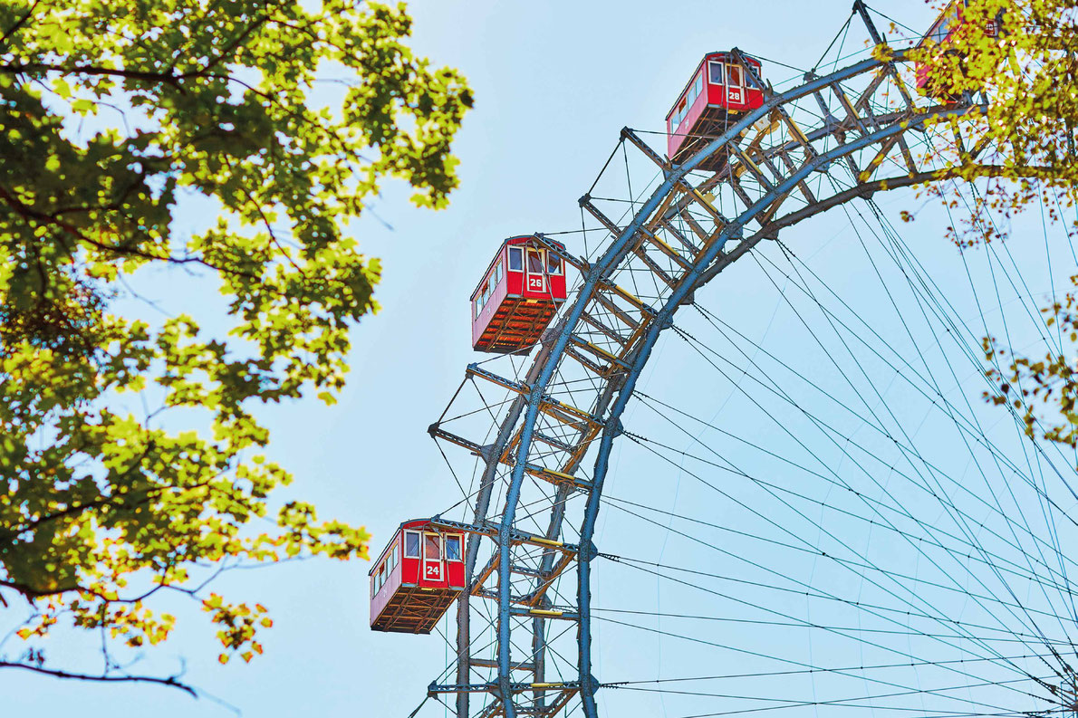 Most beautiful ferris wheels in Europe - Famous Ferris Wheel of Vienna Prater park called Wurstelprater Copyright Ekaterina Pokrovsky