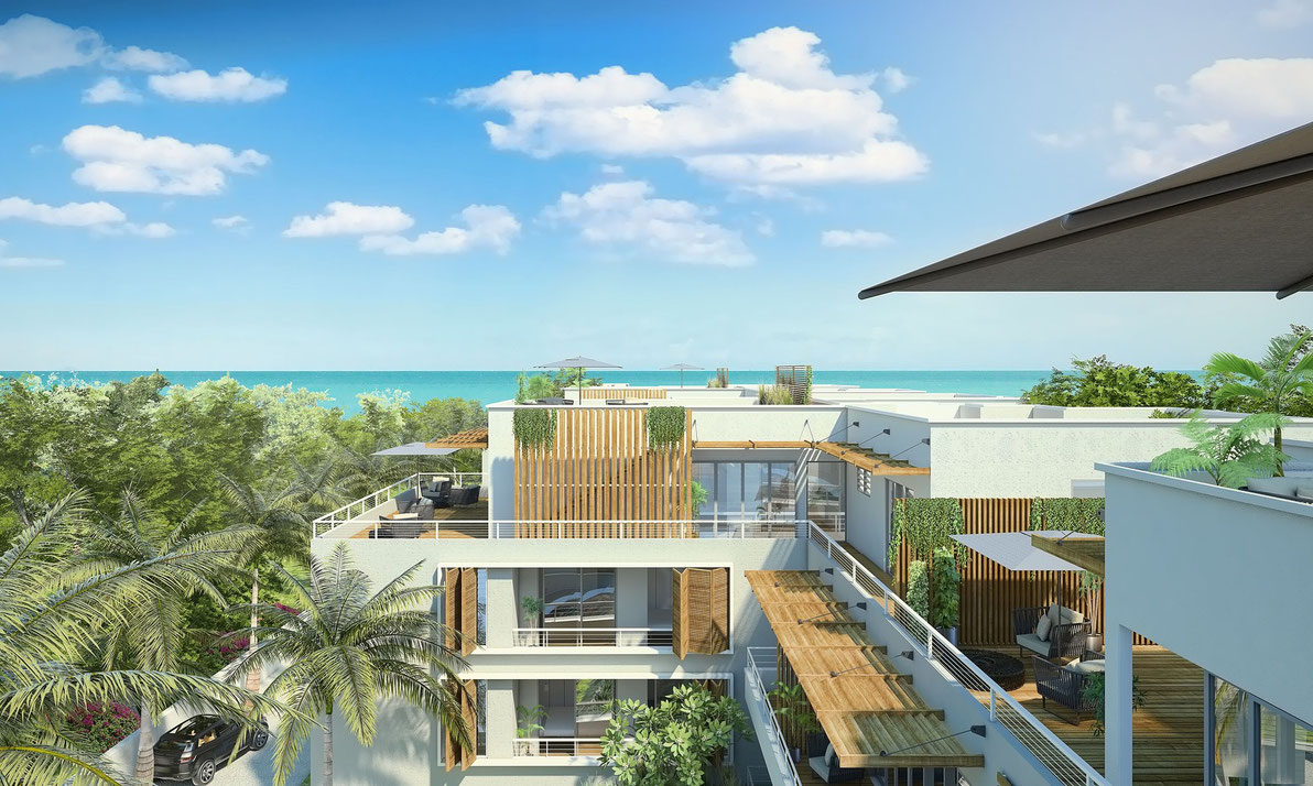 Nouveau Programme immobilier RES d'appartements vue mer et pied dans l'eau sur la plage de TAMARIN ILE MAURICE