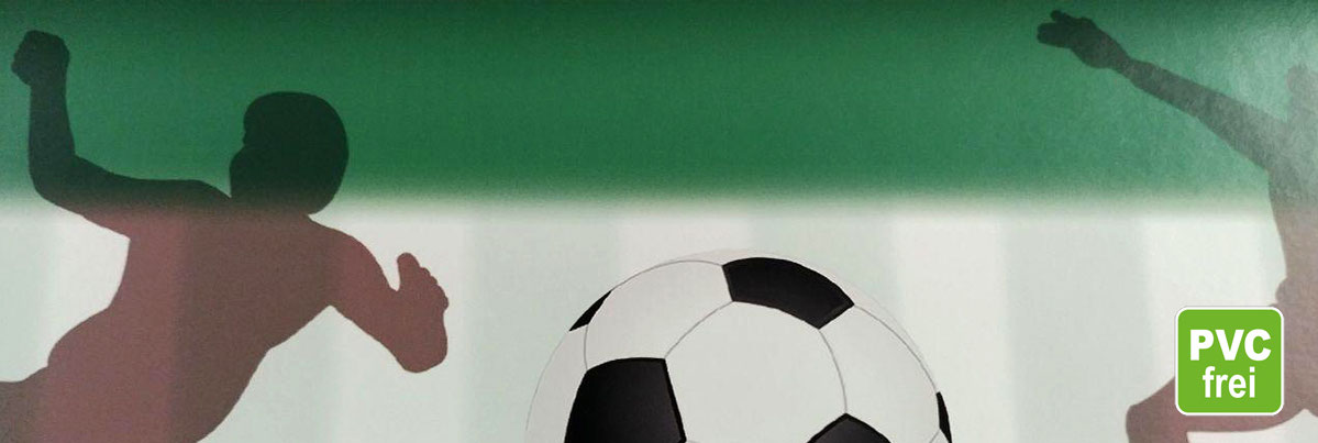 Vliesbordüre Fußball gedruckt auf Erfurt Wallpaper, PVC frei, umweltfreundlich