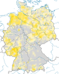 Karte zur Verbreitung des Schwarzkehlchens in Deutschland.