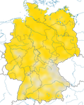 Karte zur Verbreitung des Schwarzkehlchens in Deutschland.