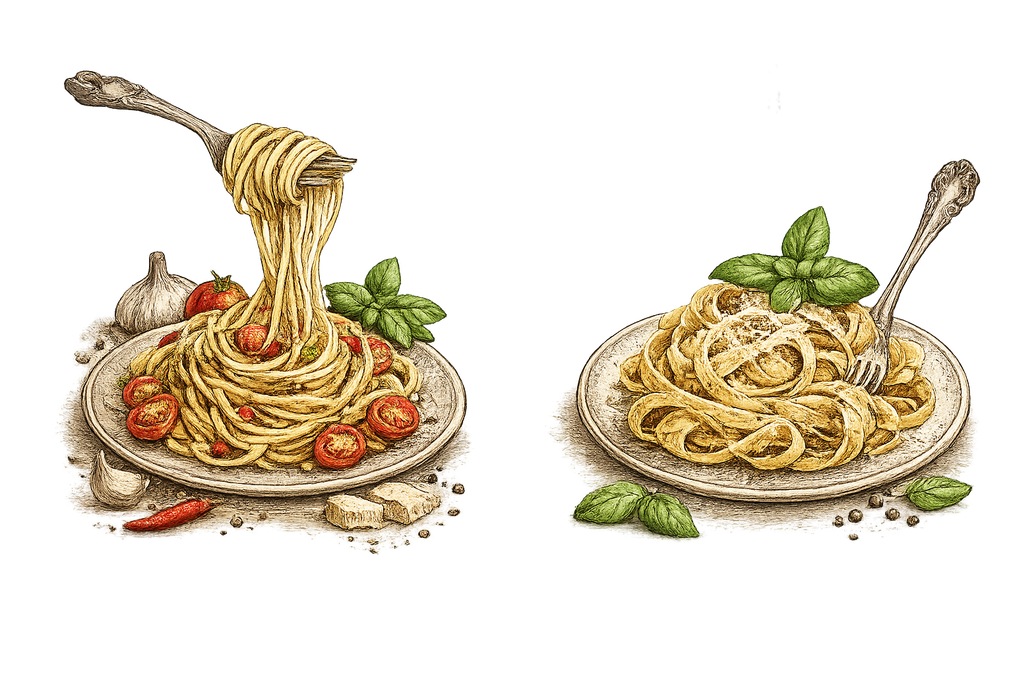 Spaghetti und Tagliatelle