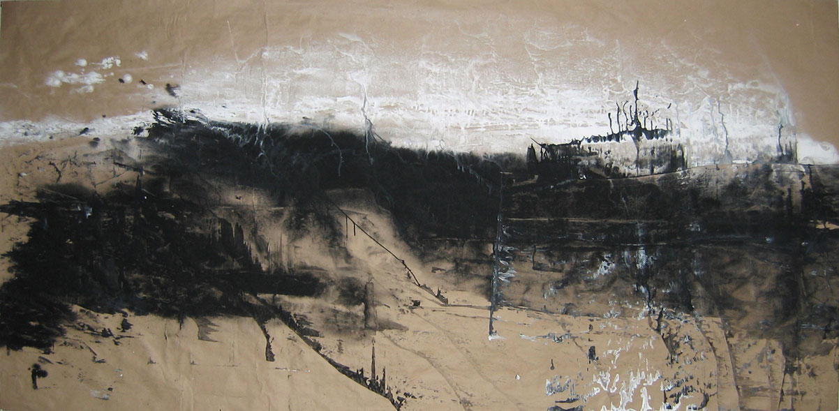 "13-159" - Acrylique sur krafts encollés (libre) - 126 x 260 cm - 2013