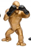 gorille boxeur rocky gants or statue statuette decoration moderne tendance desing idee cadeau noel anniversaire paque chic luxe rafiné combat match ring promo soldes blackfriday muscle dominance noir