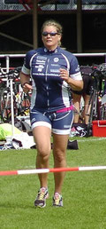 Christiane Tchorz beim Wechsel auf die Laufstrecke.