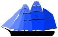 Schematic of a three-masted bark